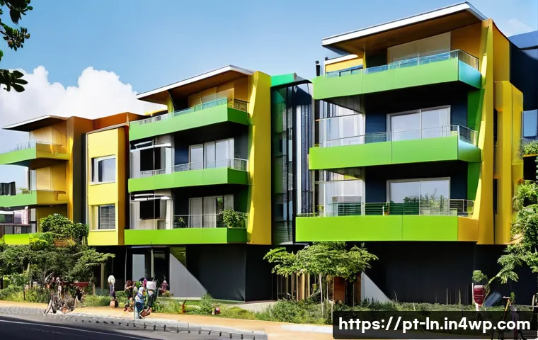다세대 주거의 경제적 이점 분석 - A modern multifamily residential complex in a vibrant Brazilian urban neighborhood, featuring well-m...