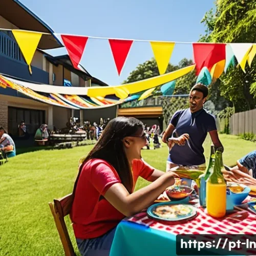 Home 31 다세대 주거에서의 커뮤니티 참여 방안 - A vibrant community gathering in a sunny condominium garden featuring diverse families and neighbors...