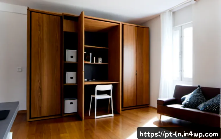 Home 30 다세대 주거에서의 공간 활용 기법 - Photorealistic bright compact multigenerational apartment in Lisbon, Portugal, showing intelligent s...